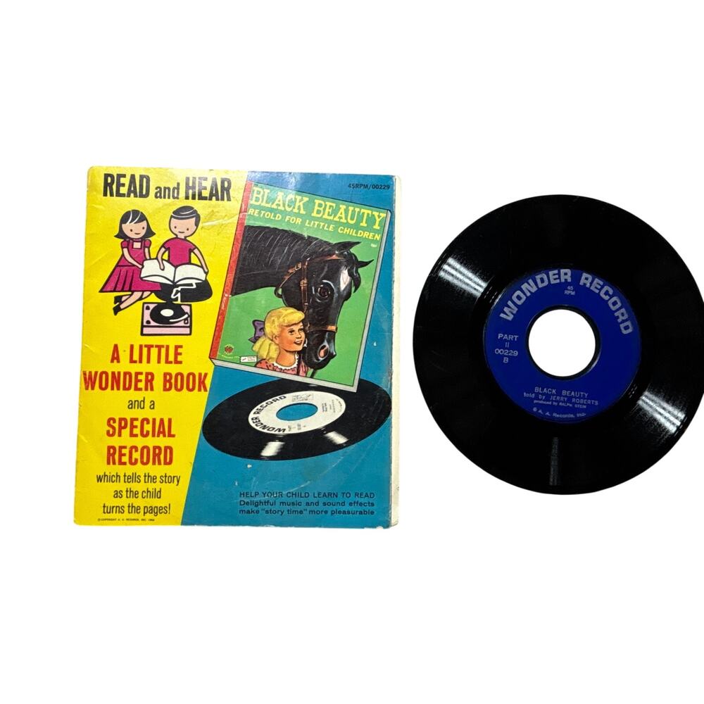 Vintage A Little Wonder Book Read and Hear Black Beauty Story w/ Vinyl Record